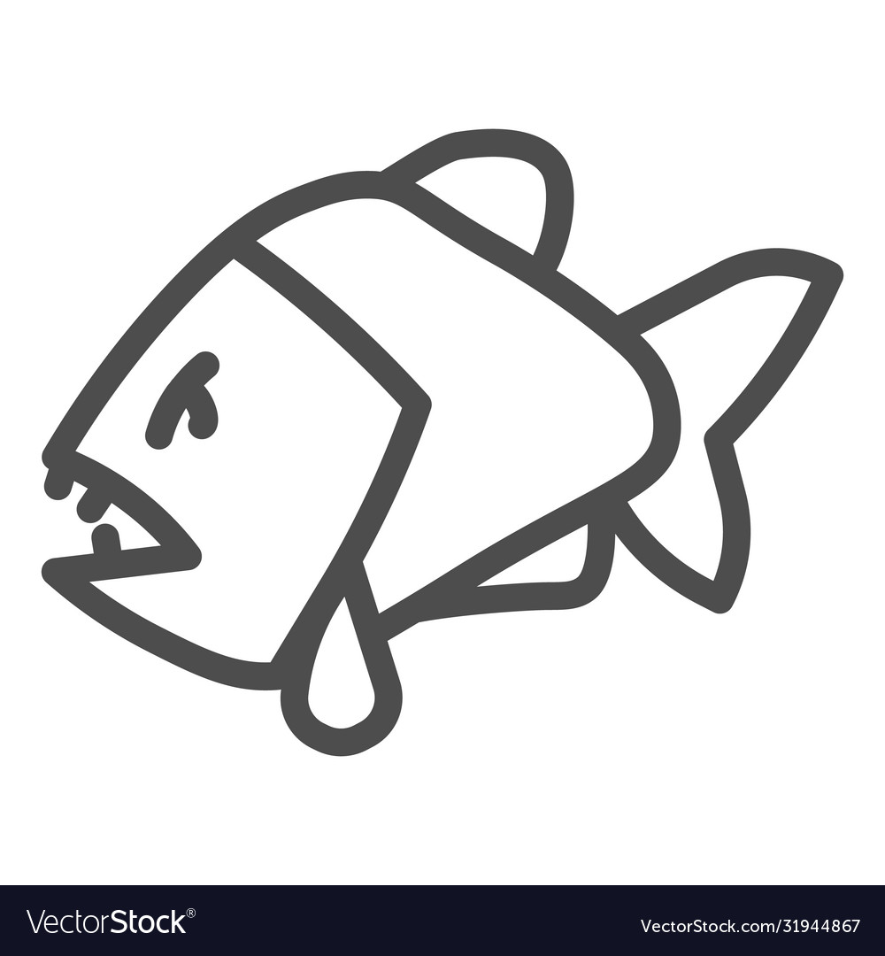 Piranha line icon ocean concept aggressive fish Vector Image