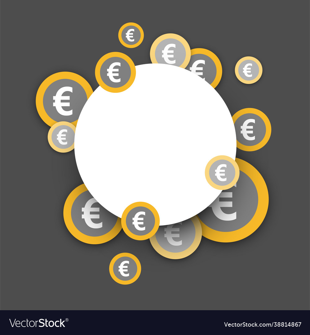 Runder weißer Rahmen auf Euro-Münzen Hintergrund vector image Runder weißer Rahmen auf Euro-Münzen Hintergrund
