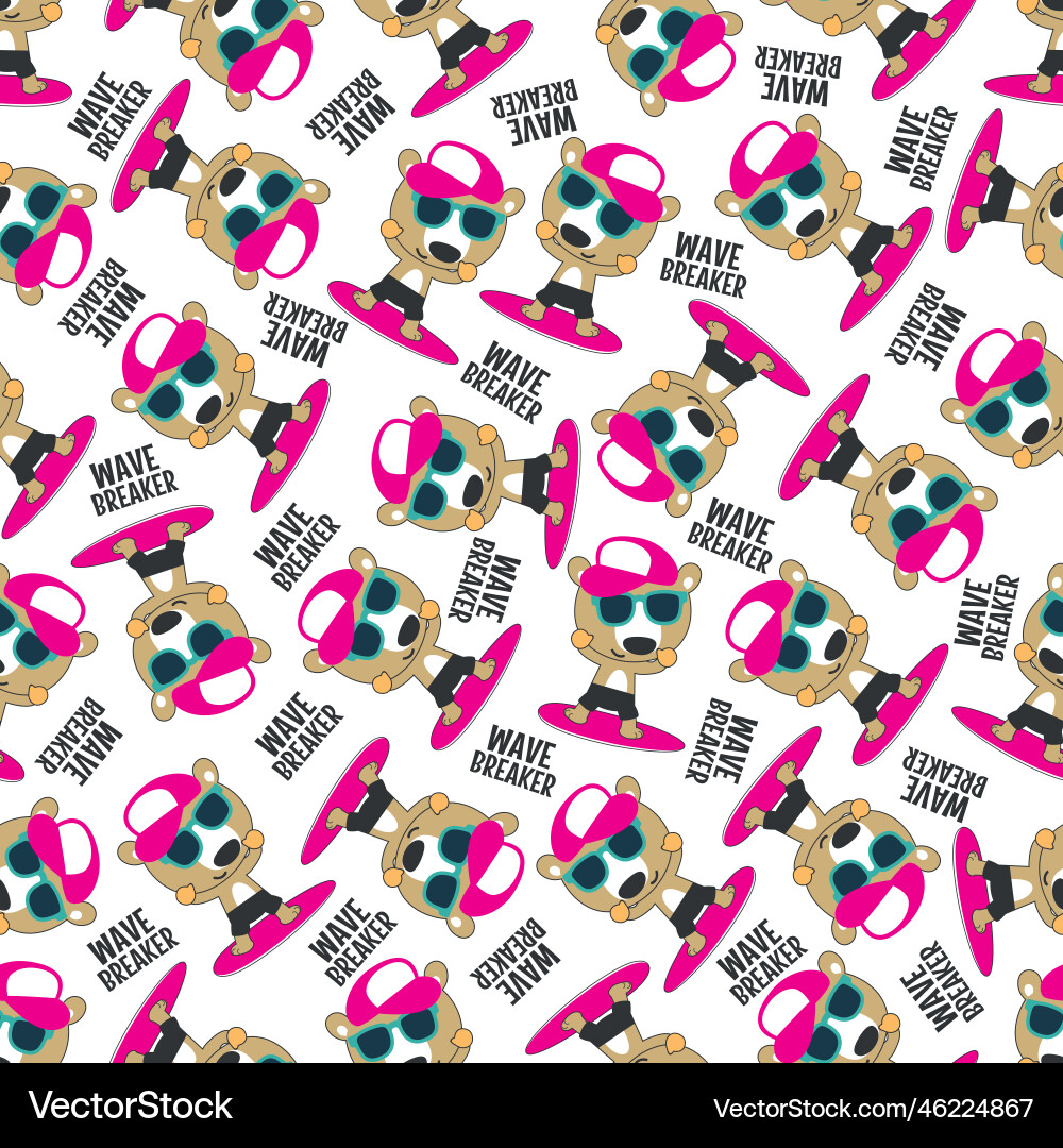 Seamless Pattern Of Cute Little Bear Royalty Free Vector