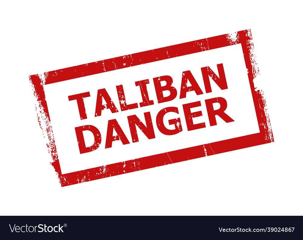 Taliban danger red rectangle frame unclean badge