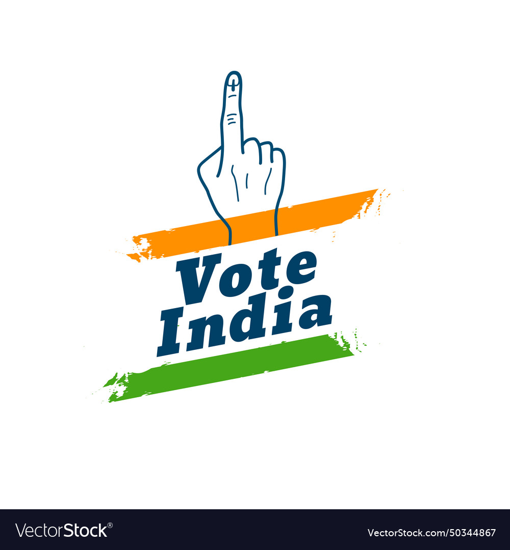 Vote india general election background with hand Vector Image