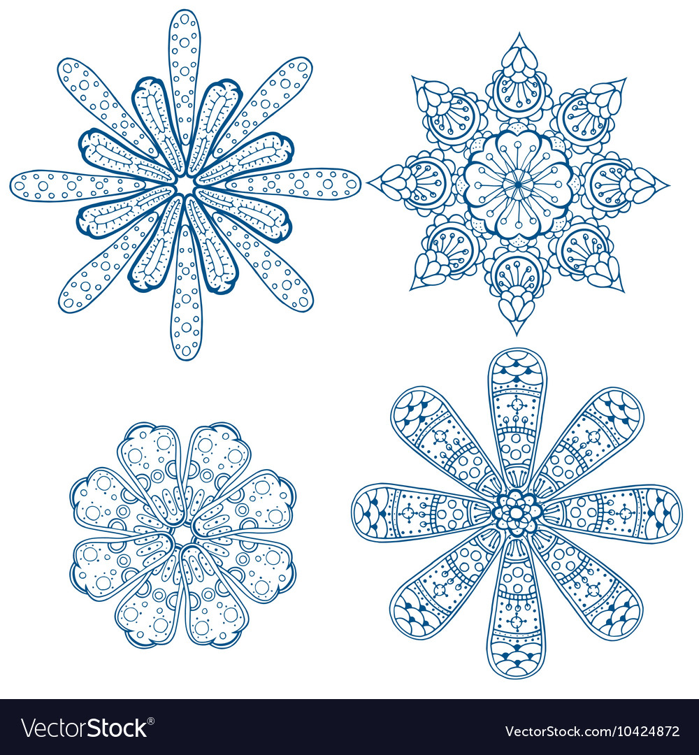 Abstract floral ornamental icon set