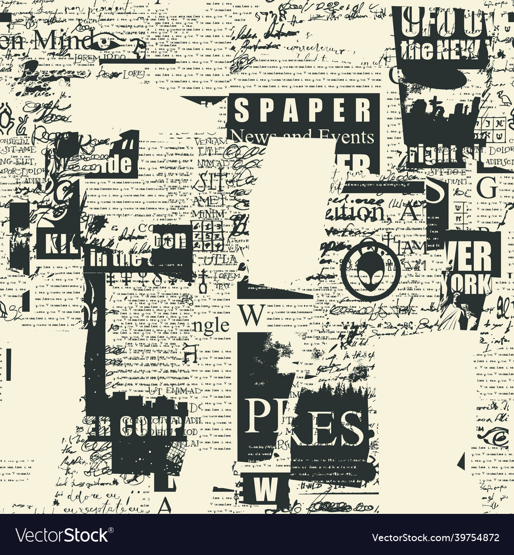 Abstract seamless pattern on a newspaper theme Vector Image