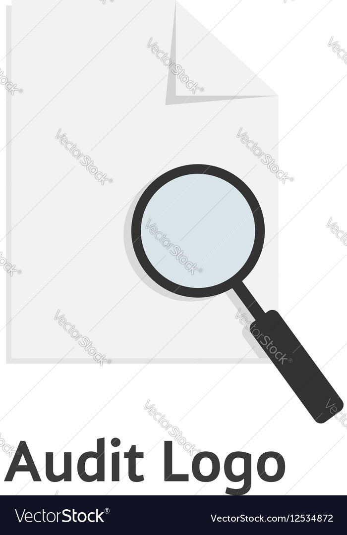 Audit logotype with sheet paper and magnifying Vector Image