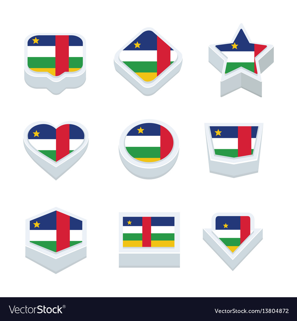 Central african republic flags icons and button