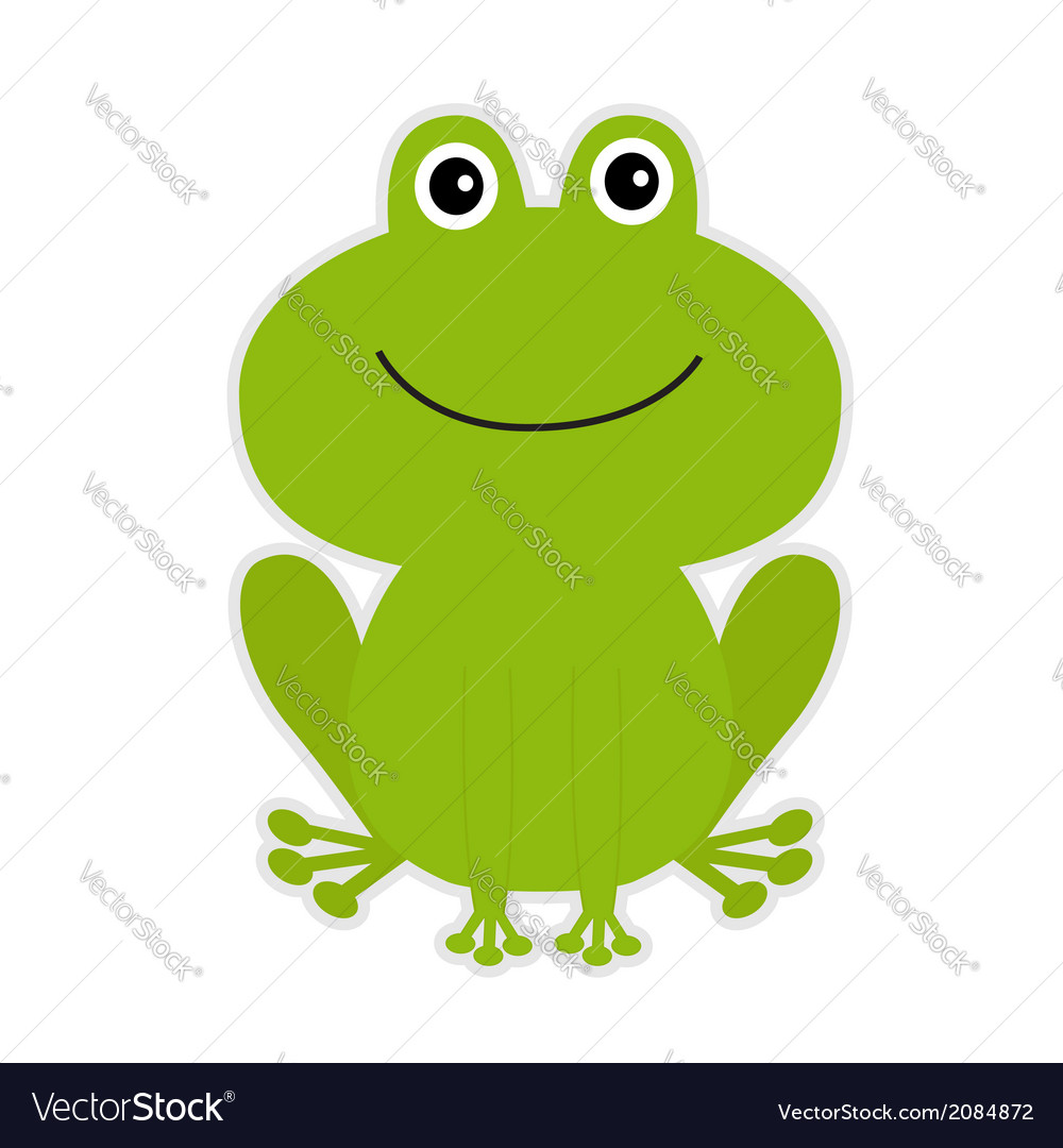 Cute green cartoon frog