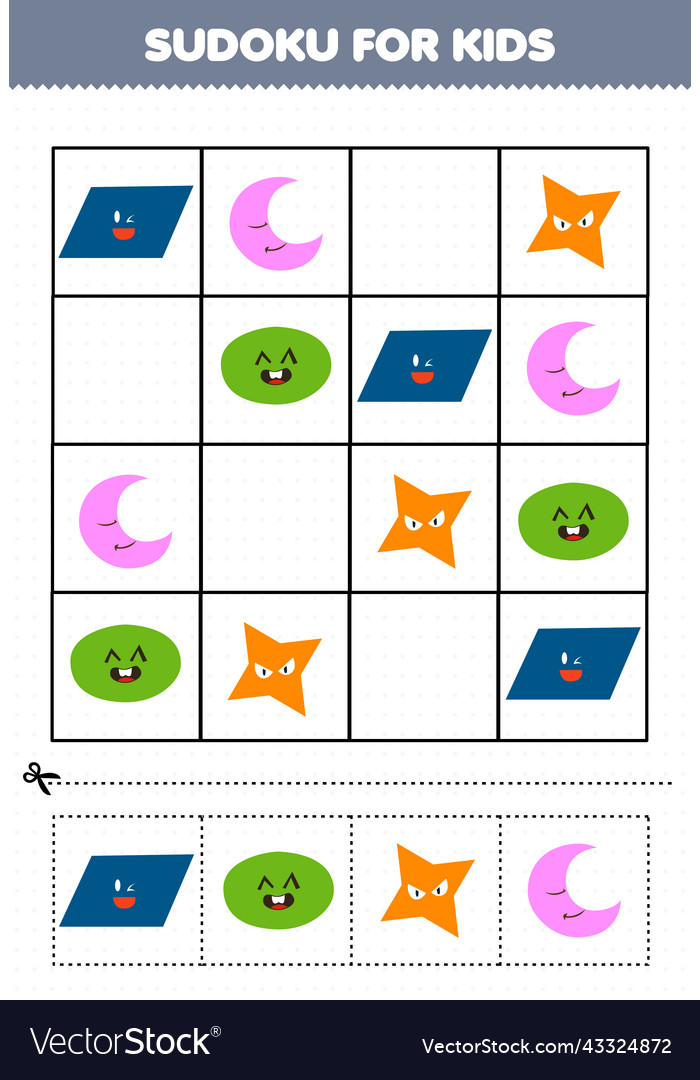 Education game for children sudoku kids Royalty Free Vector