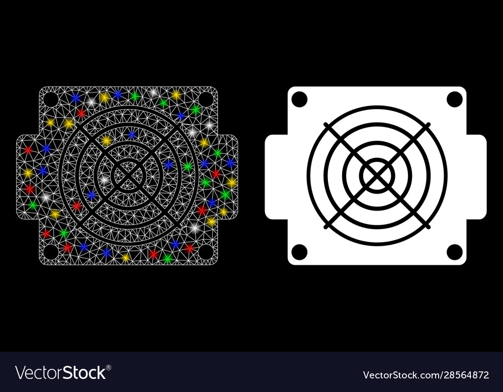 Flare mesh 2d mining asic device icon with vector image Flare mesh 2d mining asic device icon with