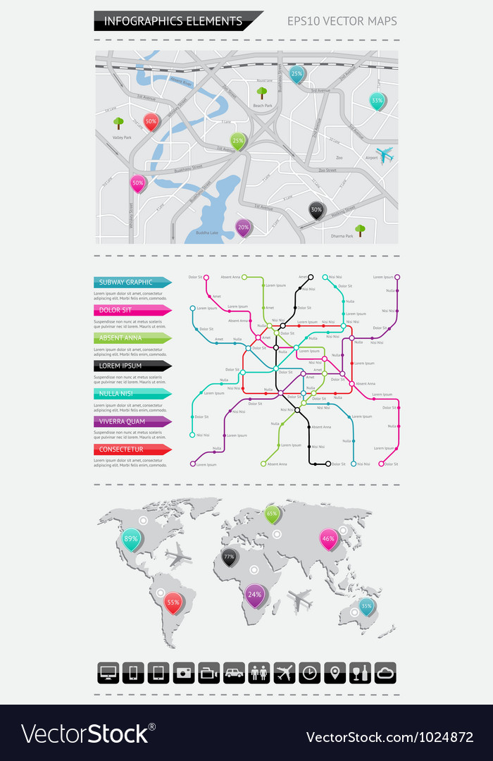 Infographics elements with maps