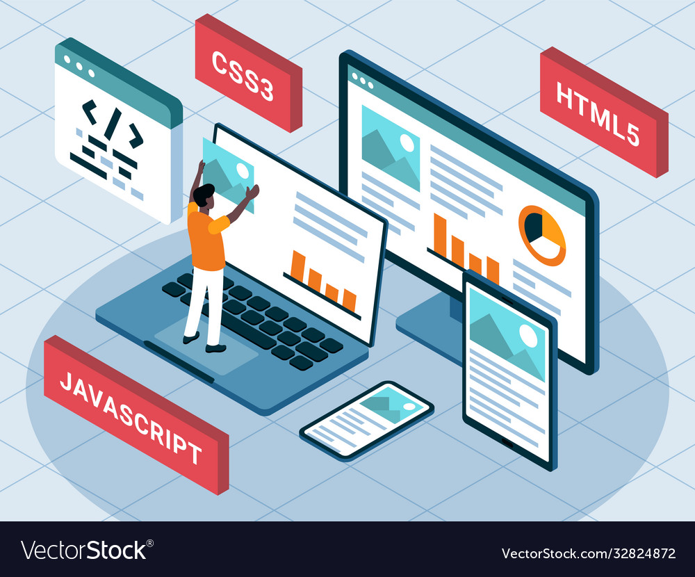 Isometric an front-end Royalty Free Vector Image