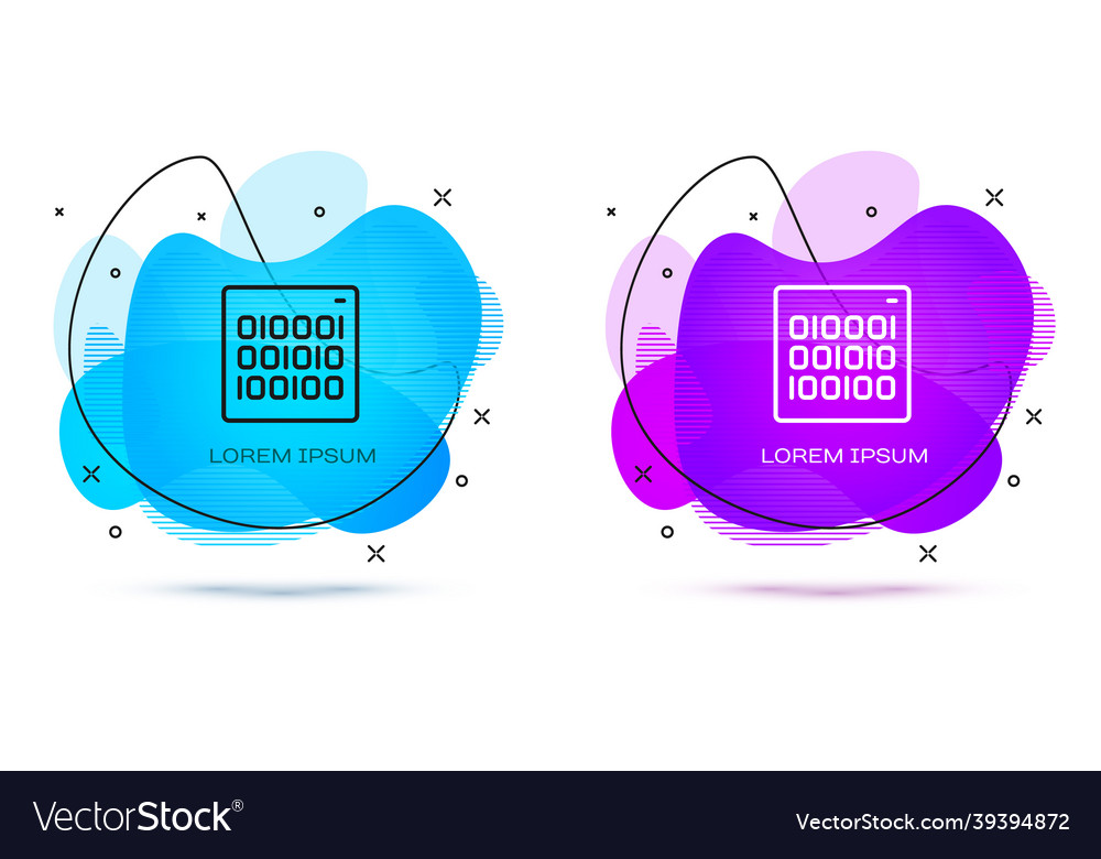 Line binary code icon isolated on white background vector image Line binary code icon isolated on white background