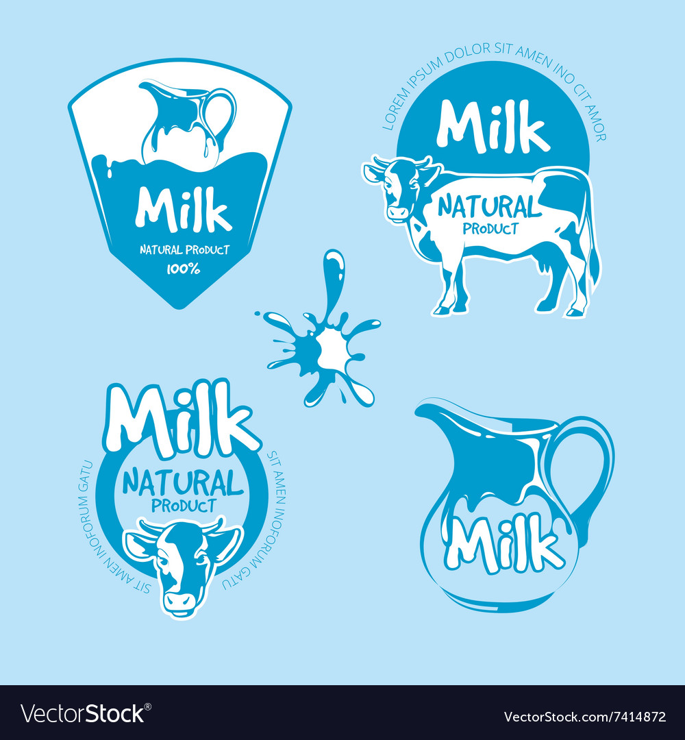 Milk And Dairy Farm Product Logo Set Royalty Free Vector