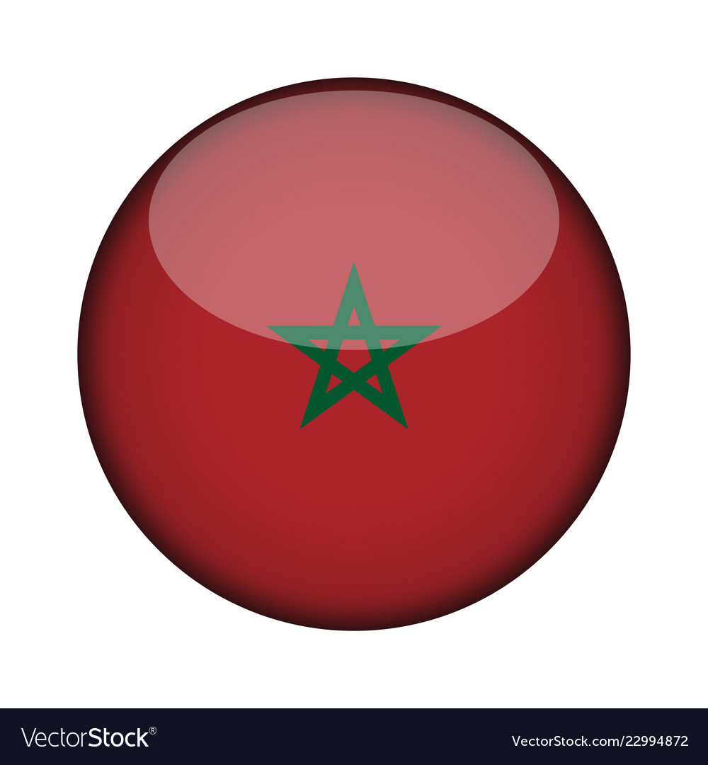 Morocco flag in glossy round button of icon