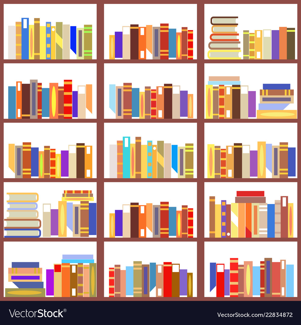 Seamless bookshelf isolated pattern vintage flat Vector Image