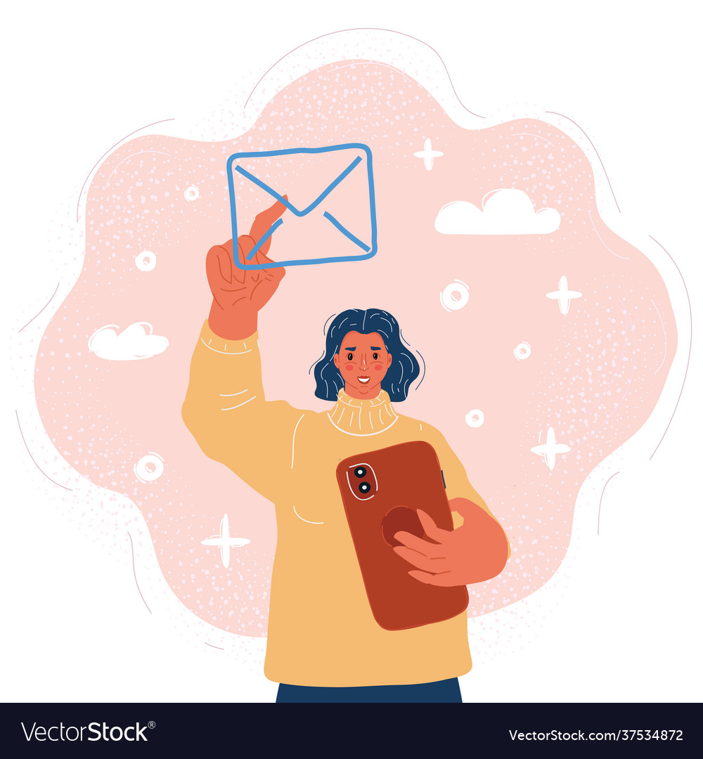 Sending email push vector image Sending email push