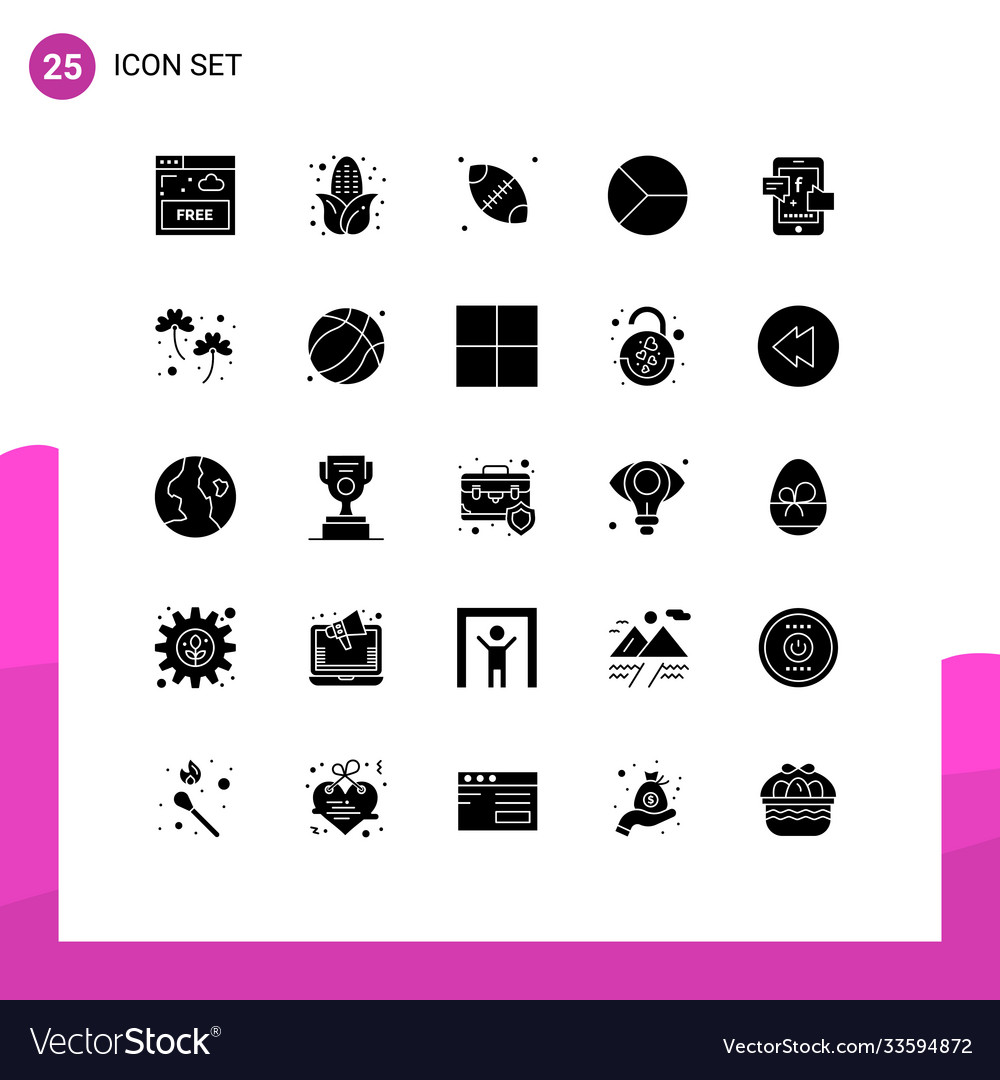 Set 25 solid glyphs on grid for socil