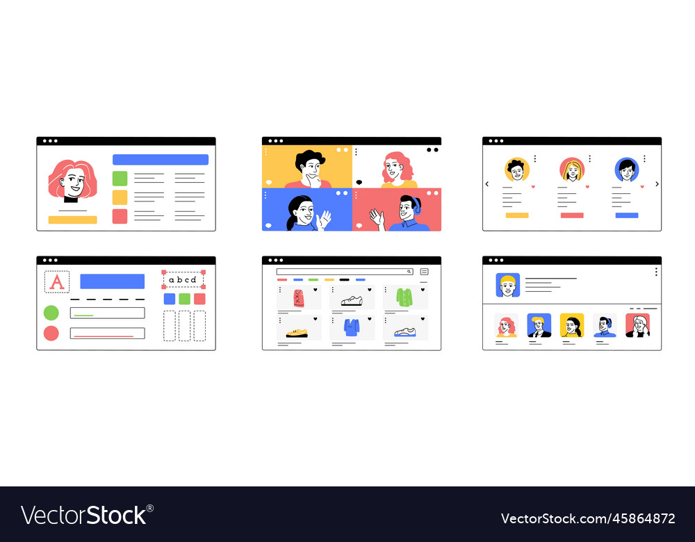 Set of web page vector image Set of web page