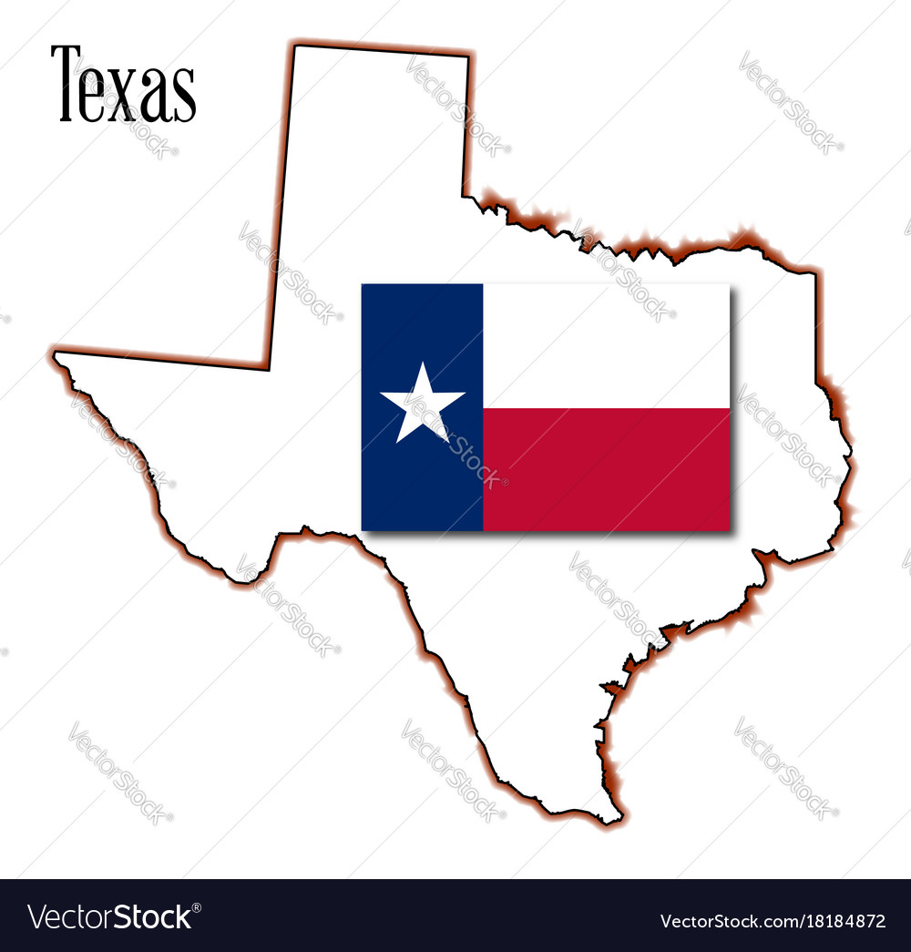 Texas map and flag