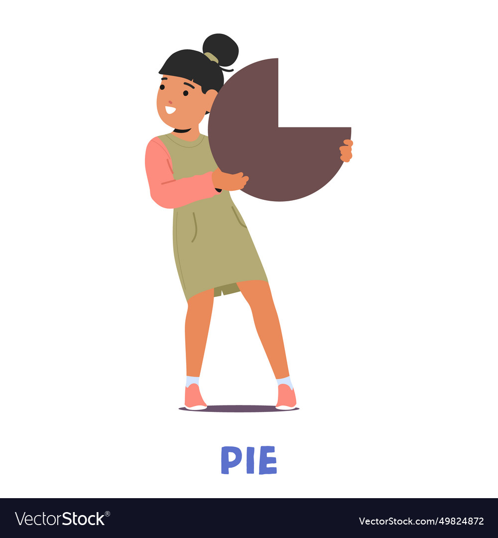 Young learner girl enthusiastically grasps a pie