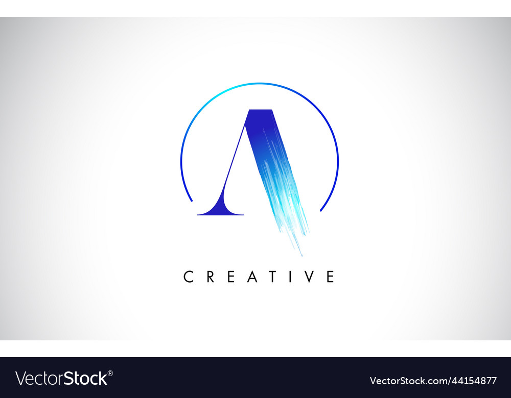 A brush stroke letter logo design blue paint