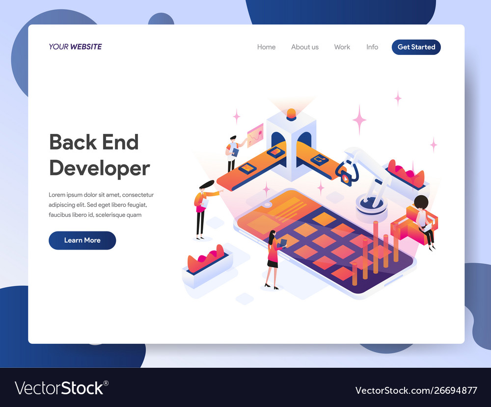 Back end engineer isometric concept Royalty Free Vector