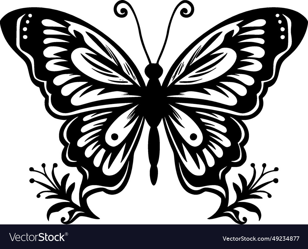 Butterfly - black and white isolated icon Vector Image