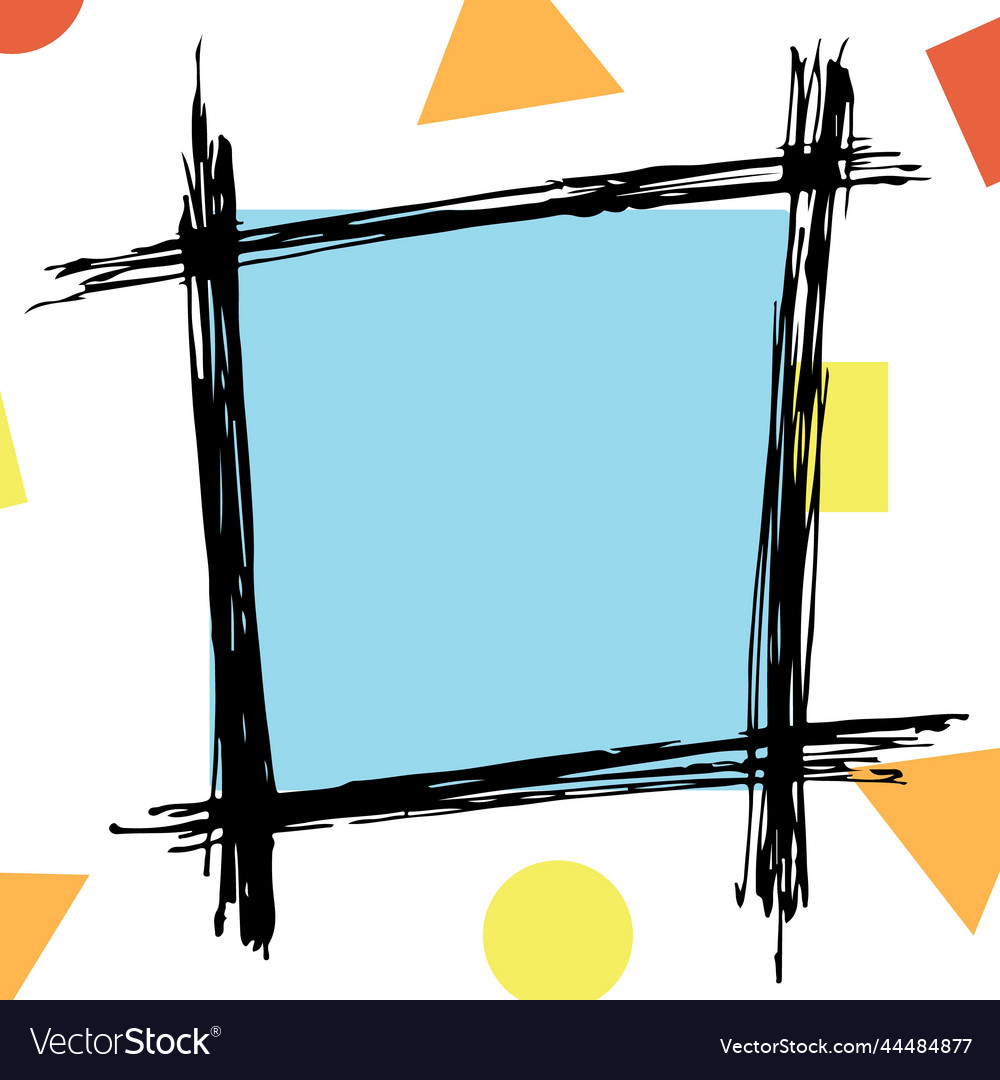 Colored simple frame with geometrical vector image Colored simple frame with geometrical