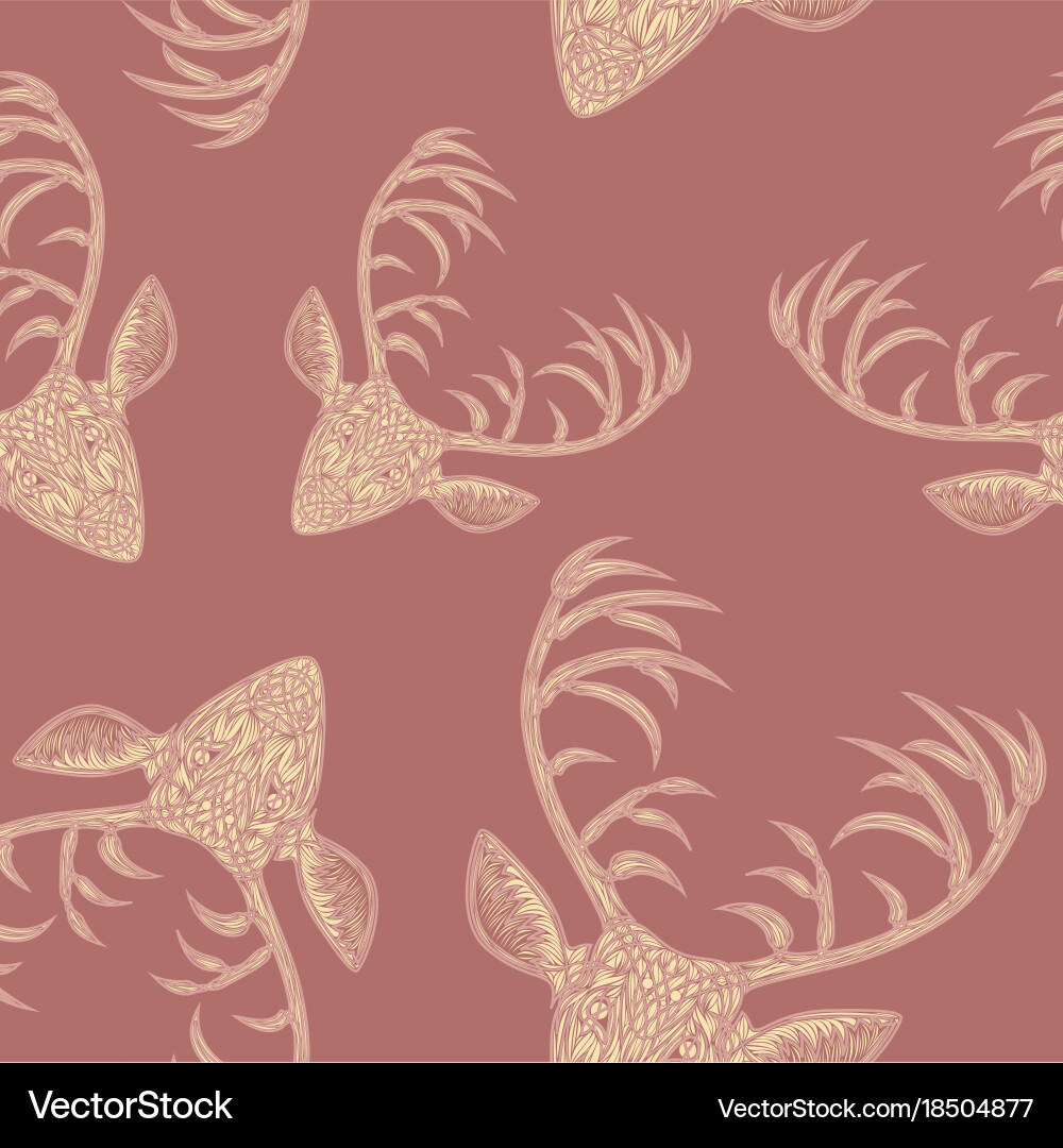 Deer heads seamless pattern Royalty Free Vector Image