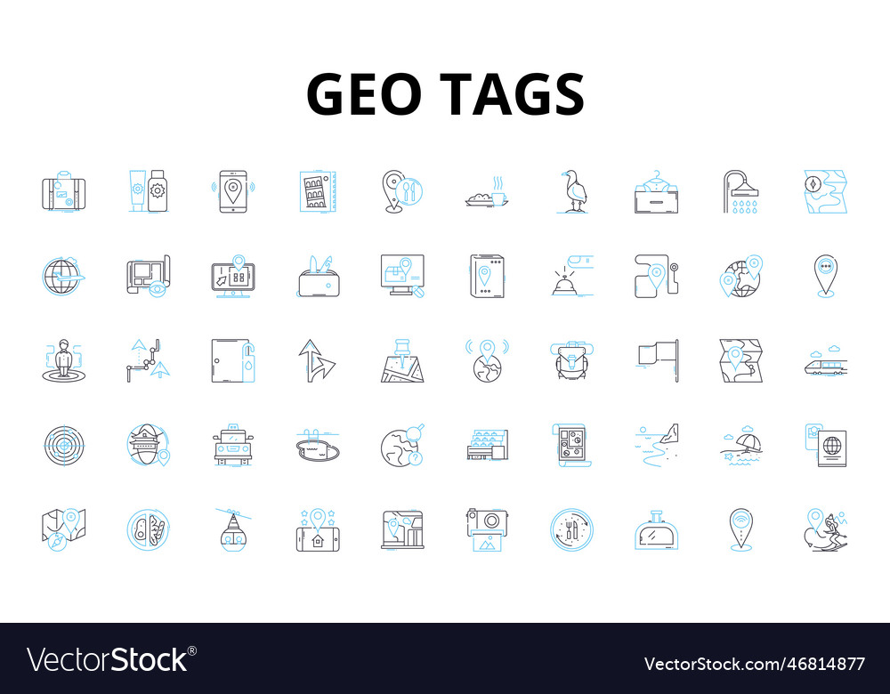 Geo Tag Linear Icons - Latitude Longitude