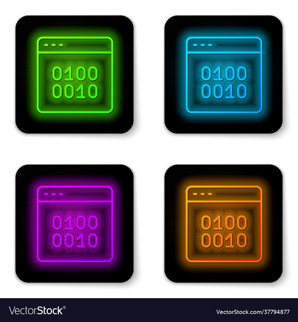 Glowing Neon Linie binären Code-Symbol isoliert vector image Glowing Neon Linie binären Code-Symbol isoliert