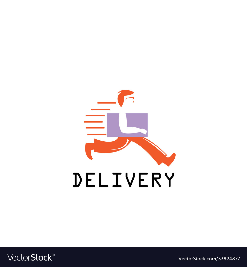 Logo delivery a running man with color design vector image Logo delivery a running man with color design