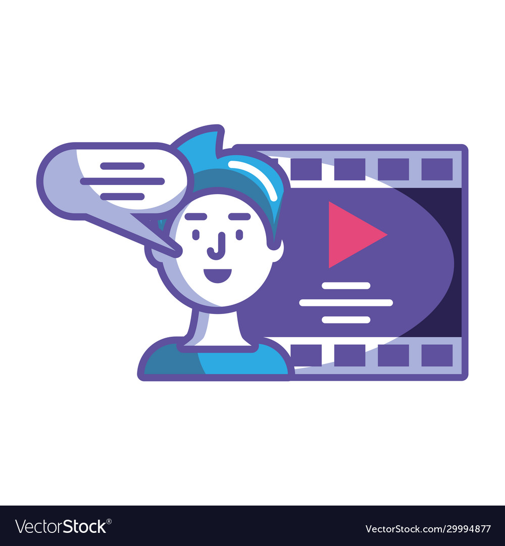 Man with media player on white background