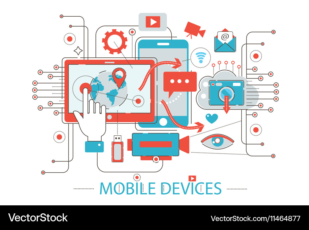 Modern flat thin line design technology mobile Vector Image