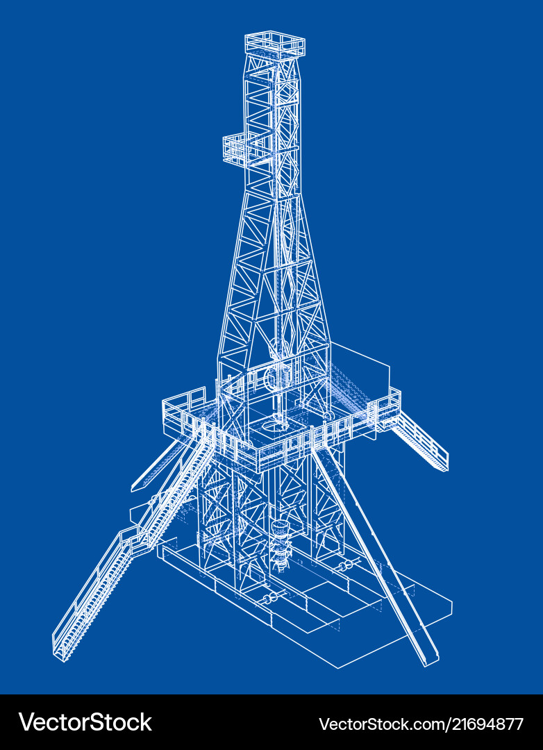 Oil rig concept rendering of 3d Royalty Free Vector Image
