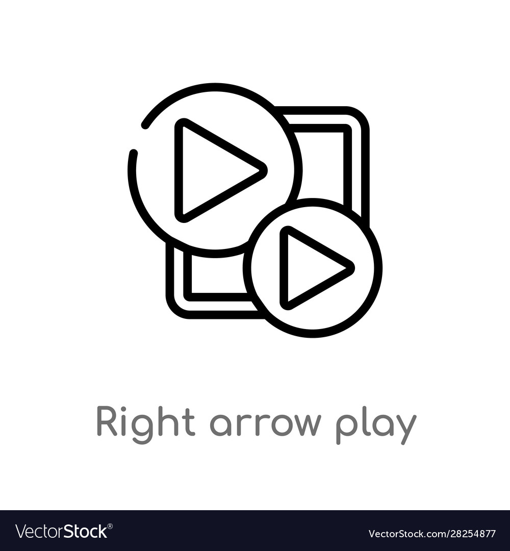 Outline right arrow play button icon isolated