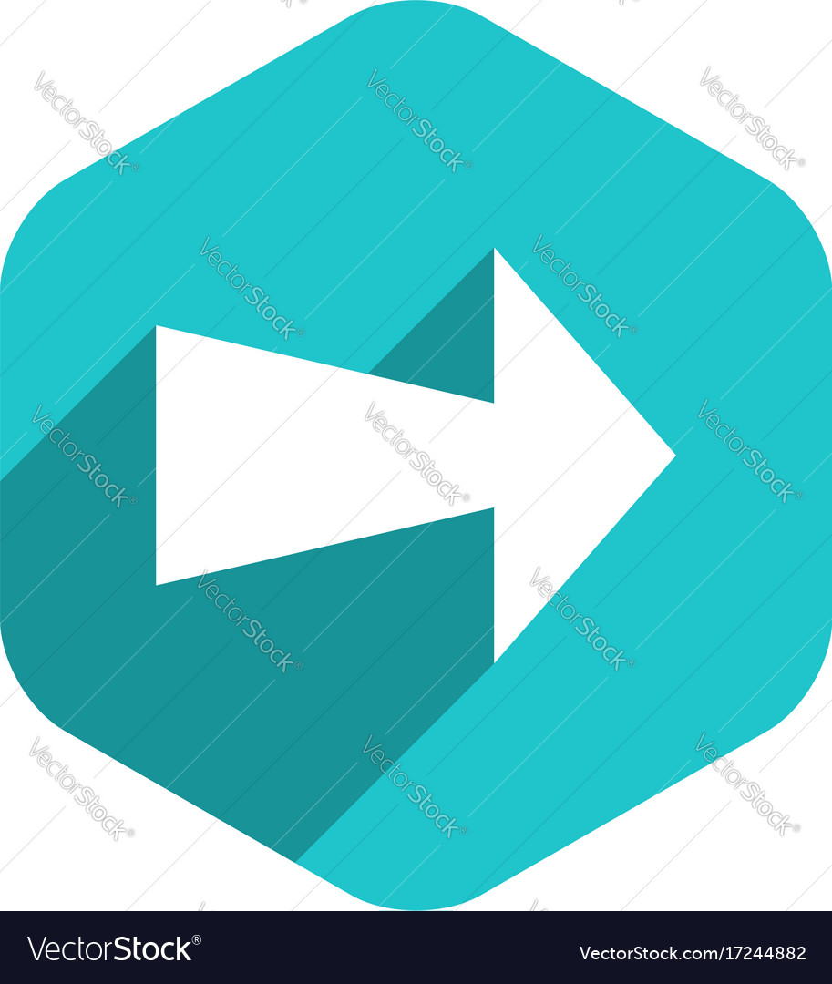 Arrow sign hexagon icon flat style Royalty Free Vector Image