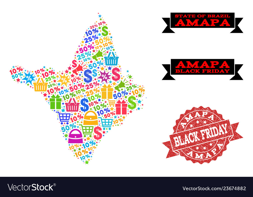 Black friday composition of mosaic map amapa