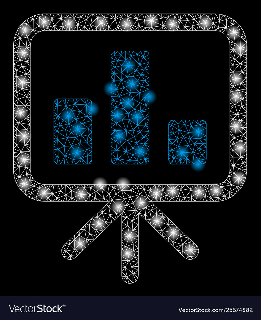 Bright mesh 2d bar chart display board with flare vector image Bright mesh 2d bar chart display board with flare