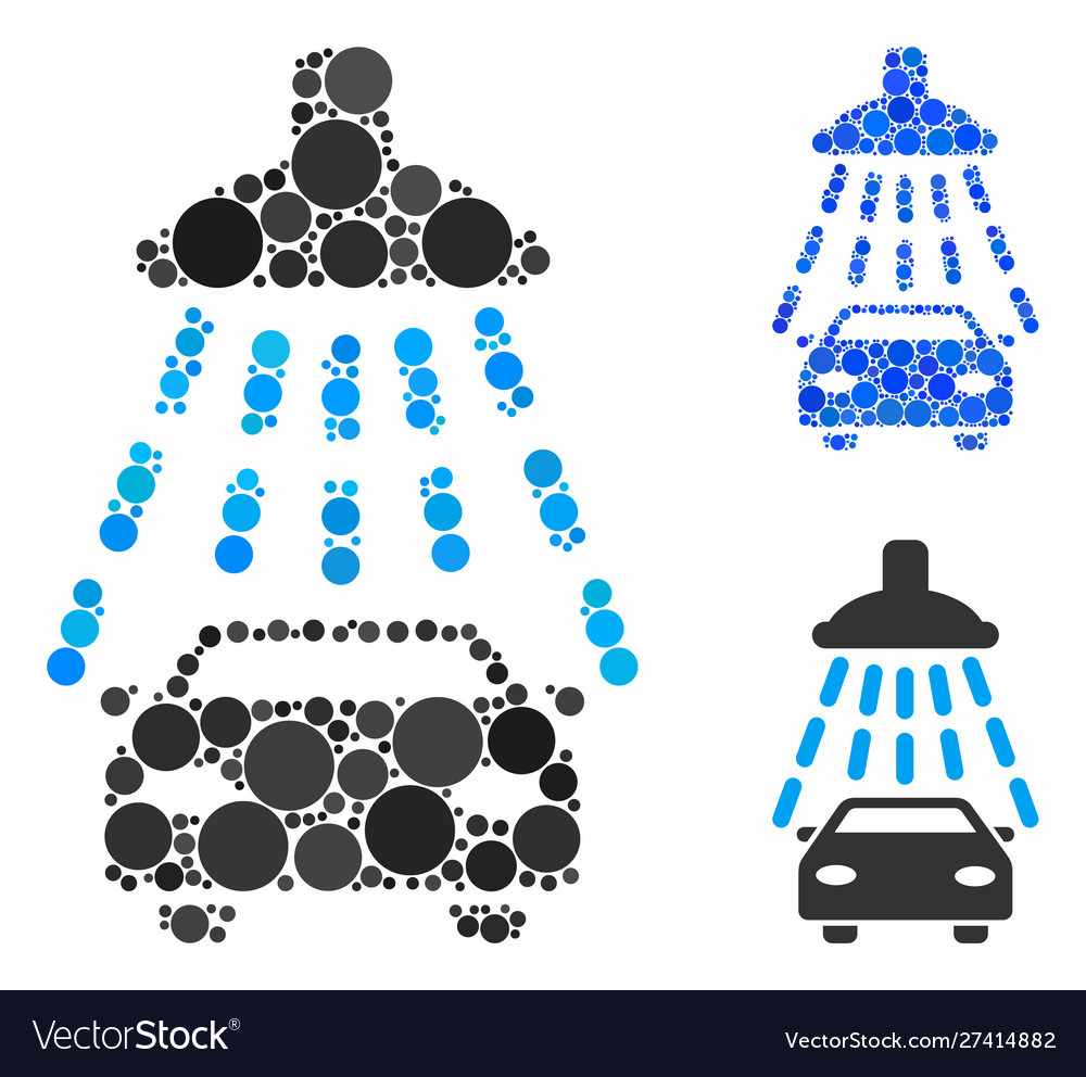 Car shower composition icon round dots