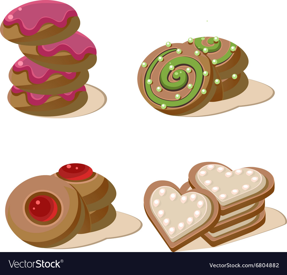 Delicious Cookies Set of Cartoon Icons Royalty Free Vector