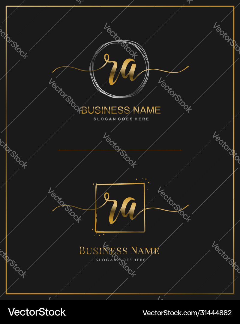 Initial r a ra handwriting logo letter Royalty Free Vector