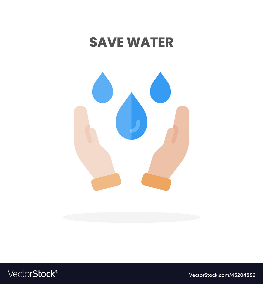 Save water icon flat Royalty Free Vector Image