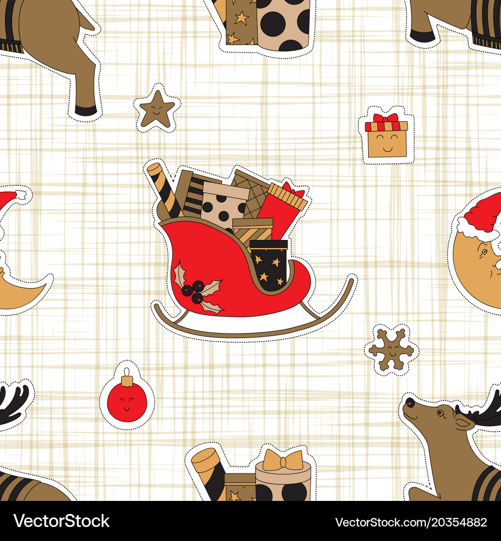 Seamless pattern with deer and gift Royalty Free Vector