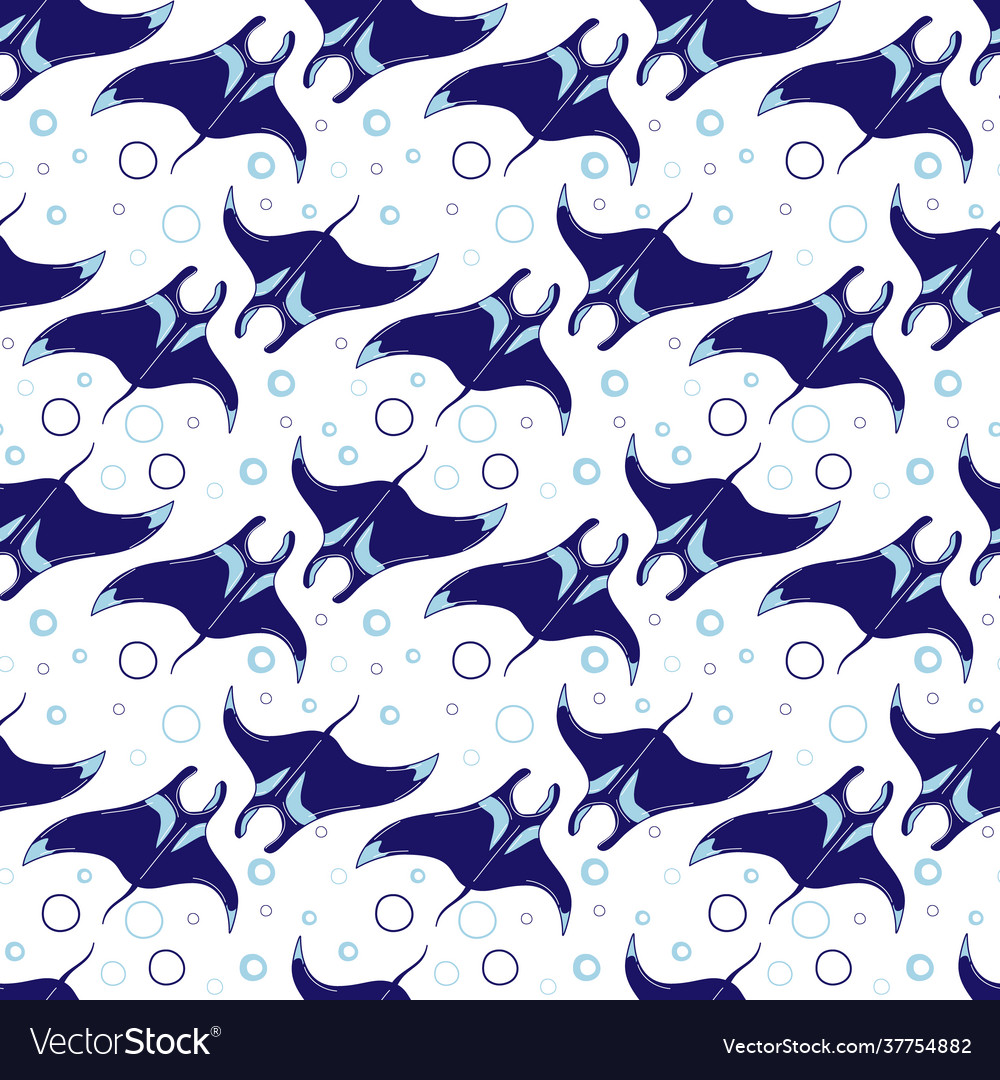 Seamless pattern with mantas vector image Seamless pattern with mantas