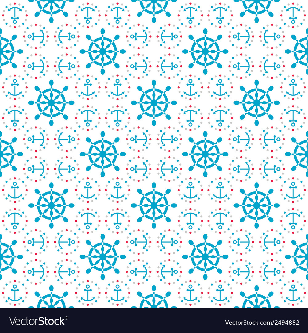 Seamless sea pattern with anchors hand wheels