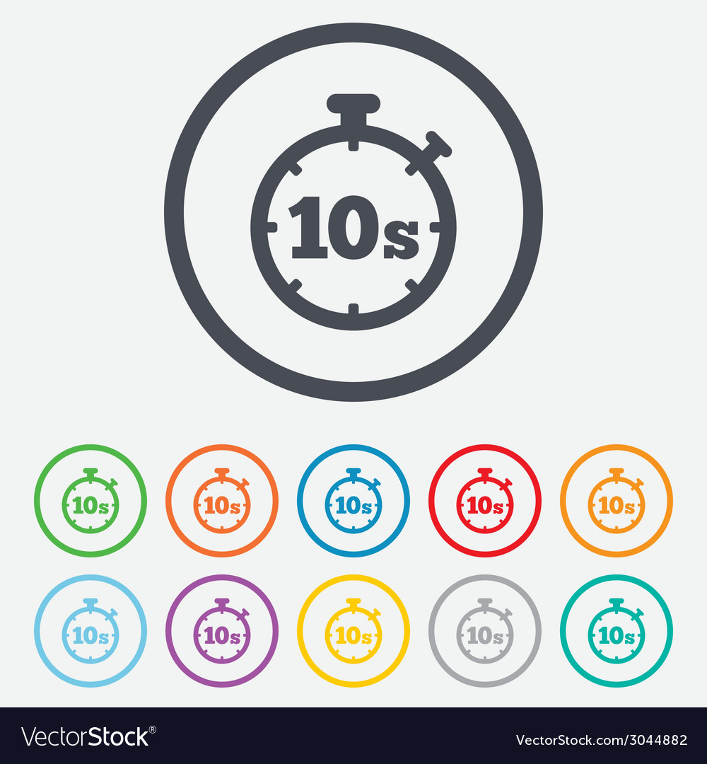 Timer 10s sign icon stopwatch symbol Royalty Free Vector