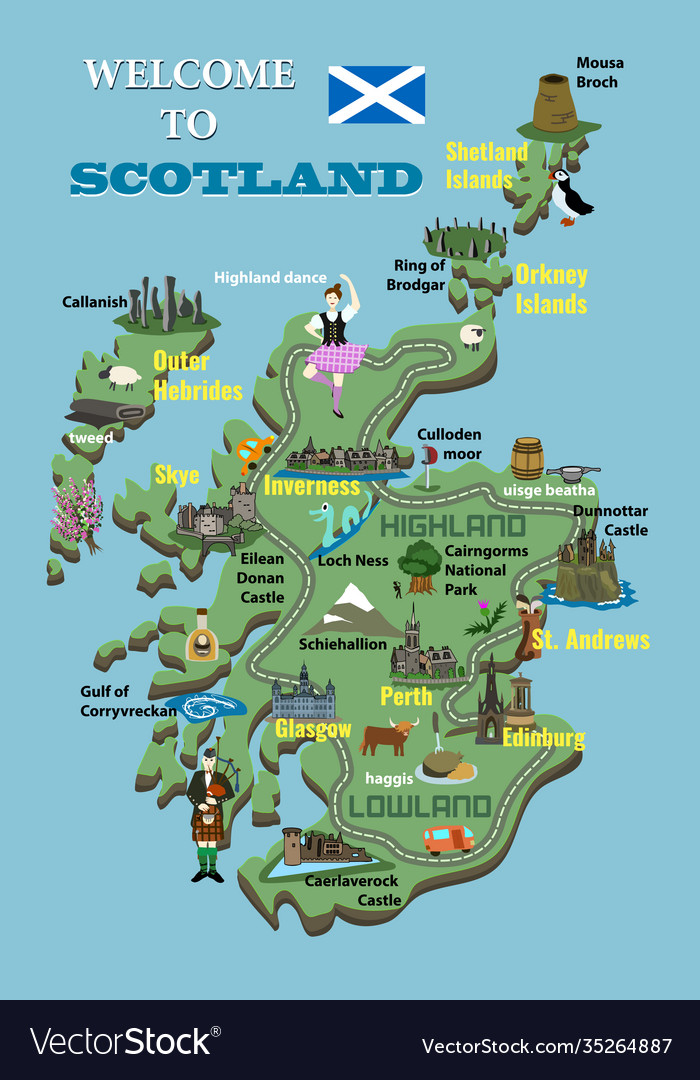 Cartoon Map Of Scotland Scotland Map, Scotland, Edinburgh Scotland ...