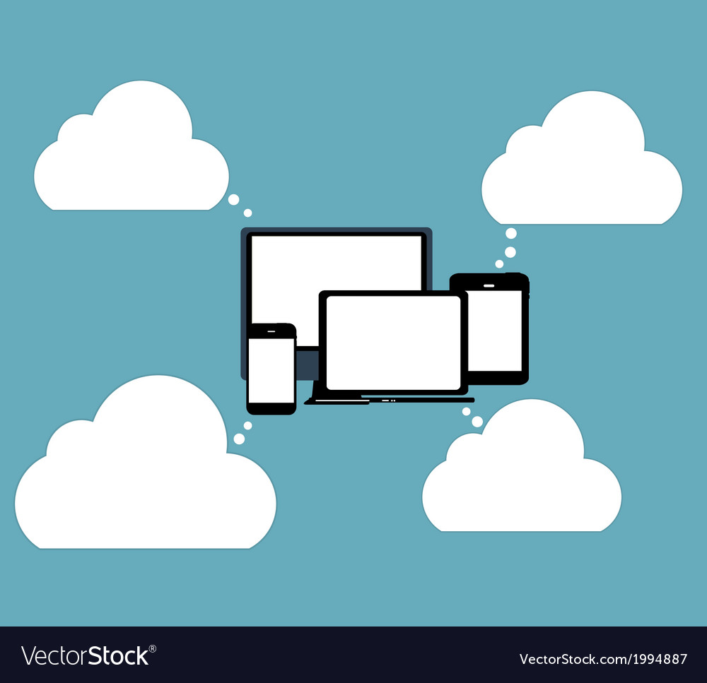 Cloud computing concept on different electronic