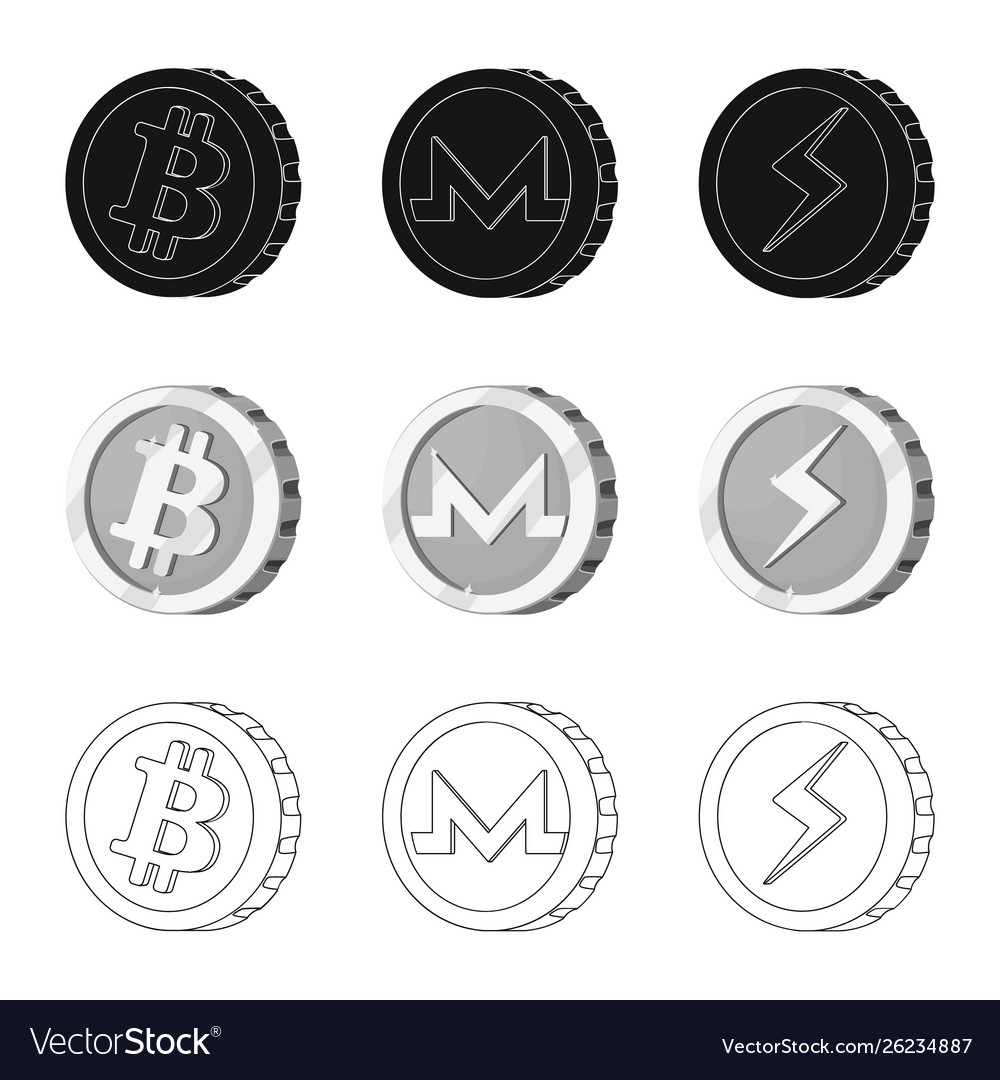 Design cryptocurrency and coin logo set