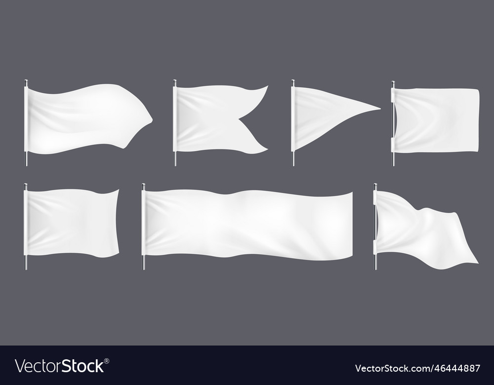 Flags and pennants on poles mockup Royalty Free Vector Image